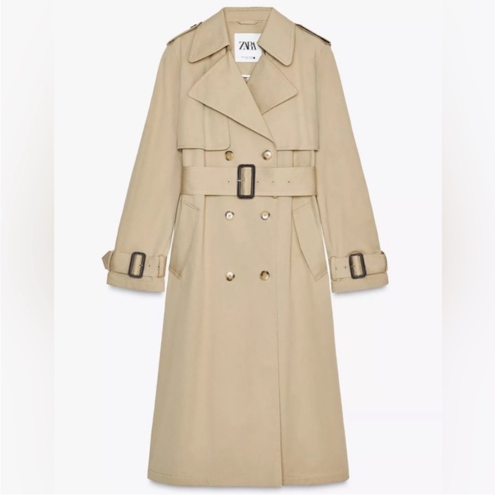 Zara Beige Double-Breasted Trench Coat